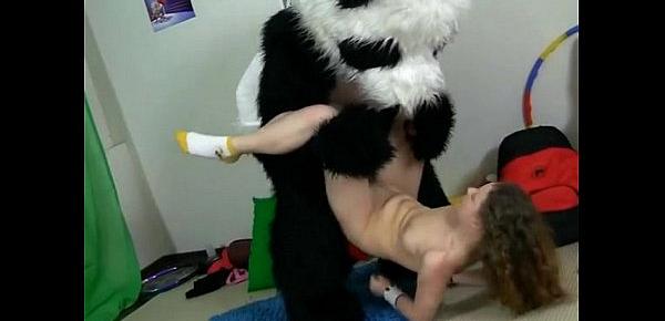  Sporty sexy teen fucks with funny Panda